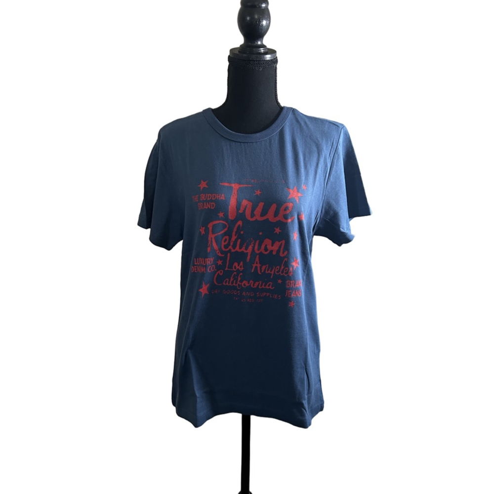 True Religion Champions Crewneck Graphic Tee Dark Blue, Size L